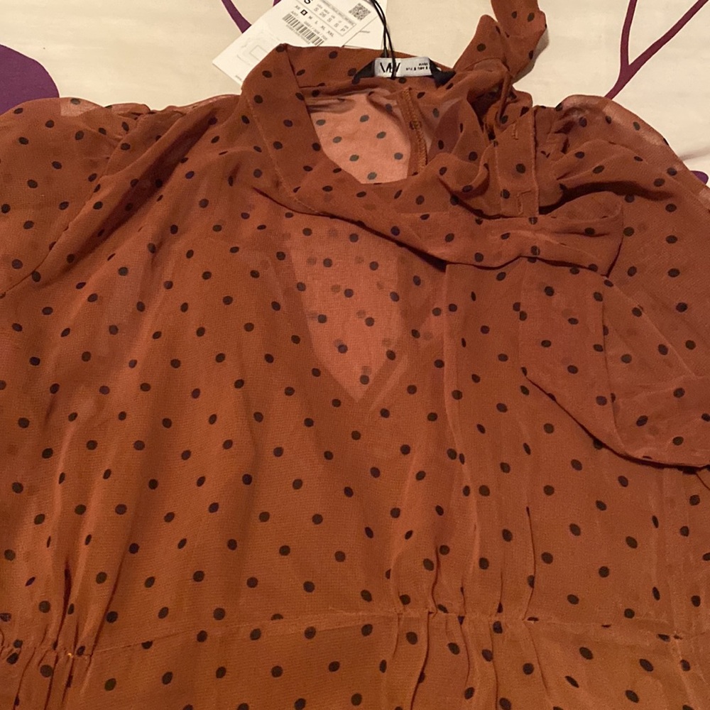 Zara brown polka dot maxi dress - Picture 5 of 7